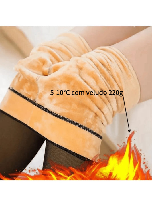 Vendedor IndicadoMeia-Calça Térmica Forrada Peluciada Translúcida de Lã Feminina Super Elástica Slim 220g
