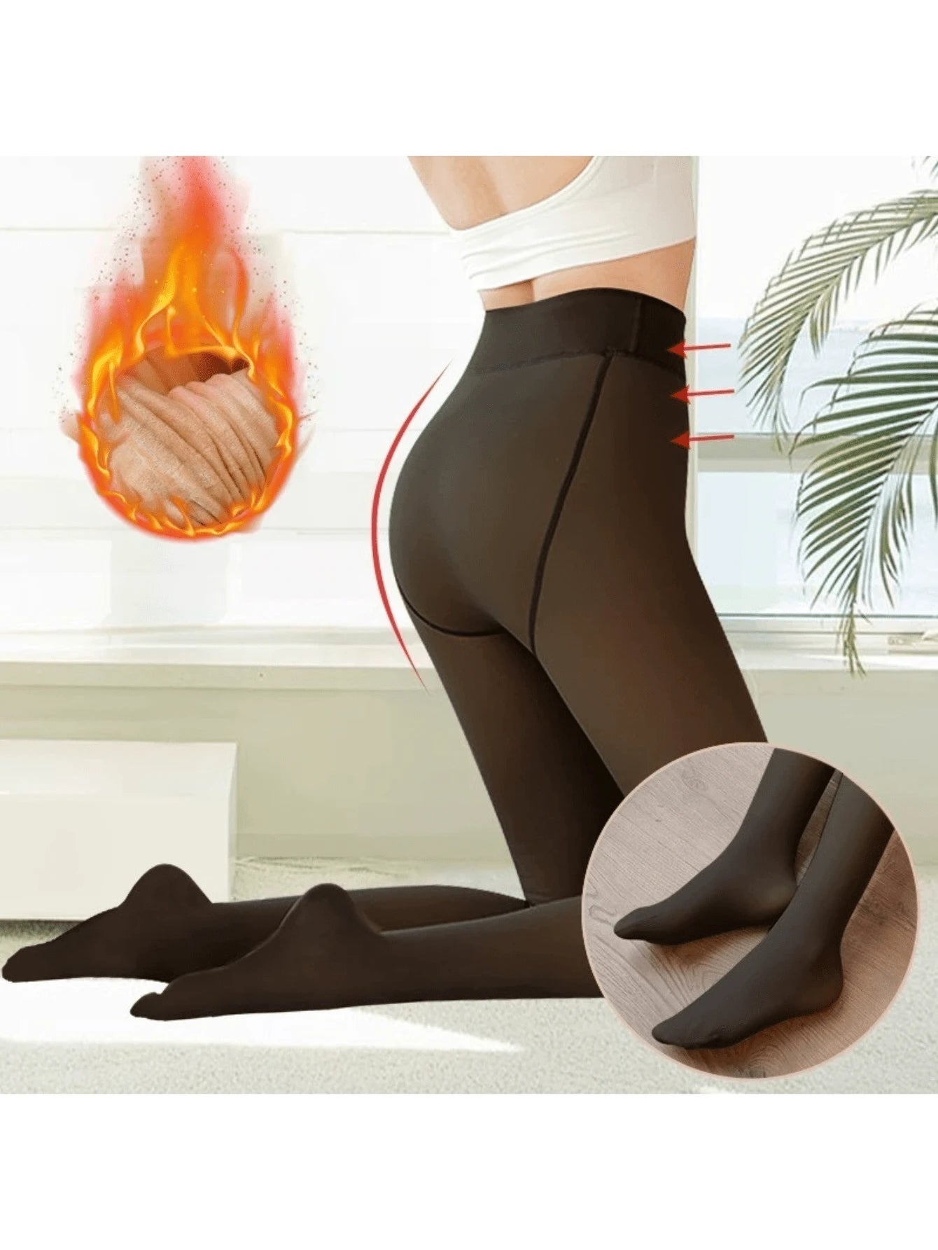 Vendedor IndicadoMeia-Calça Térmica Forrada Peluciada Translúcida de Lã Feminina Super Elástica Slim 220g