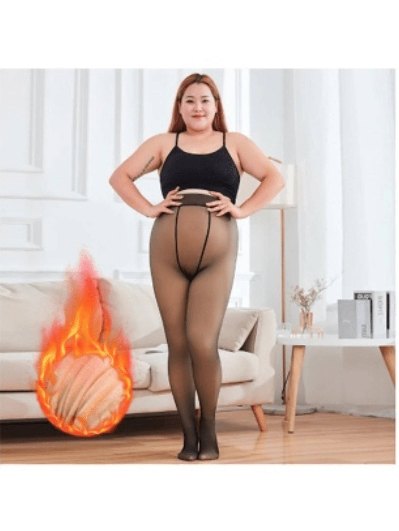 Vendedor IndicadoMeia-Calça Térmica Forrada Peluciada Translúcida de Lã Feminina Super Elástica Slim 220g