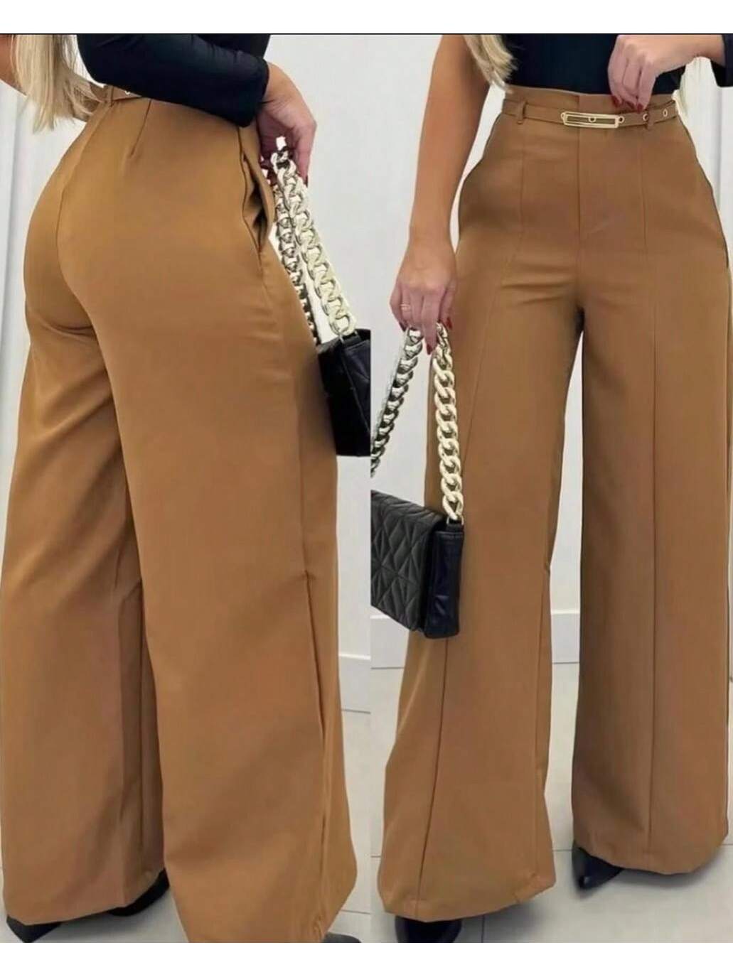 Calça Pantalona Com Cinto Alfaiataria feminina